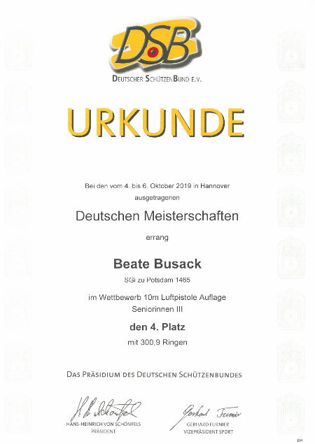 Herzlichen Glückwunsch an unsere Beate Busack 